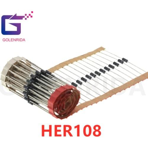 100pcs Rectifier Diode 1A 1000V DO-41 HER108