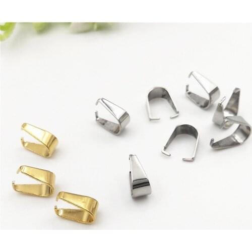 100pcs 316L stainless steel Pendant Pinch Bail Clasps DIY Jewelry Findings