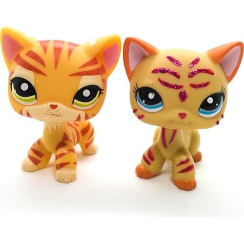 2PCS/pet shop toys cute kittens with tiger stripes can give a gift to children #1451#2118