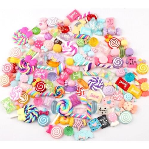 30PCS Mix Colors Glitter Candy Flat Back Resin Accessories Kids Hair Decorative Material DIY Phone Handmade Arts Craft Supplies