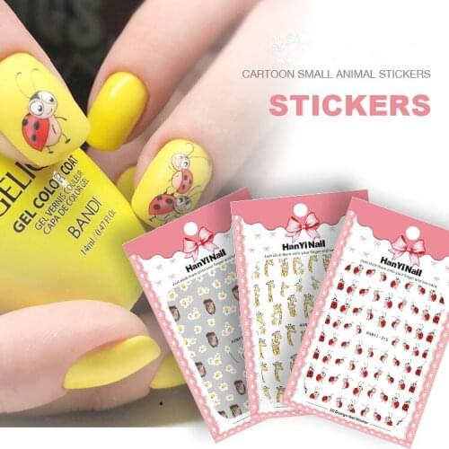 3D nail art applique of Ladybug giraffe Hedgehog