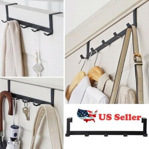 5 Hooks Hanger Hat Clothes Hanging Rack Holder Coat Towel Bag Over Door Bathroom