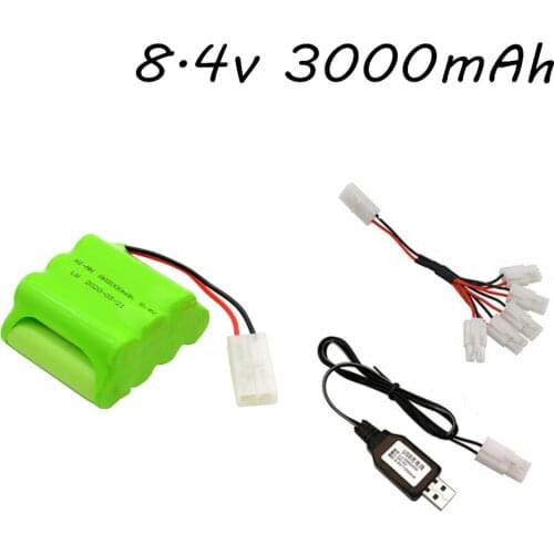 8.4v 3000mAh Rechargeable Battery Charger Set For Rc Toy Cars Boats Tank Robots Gun Parts AA Ni-MH 8.4v 2400mAh Battery Pack