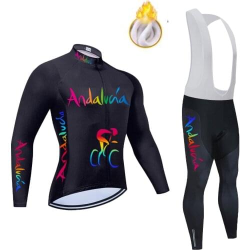 Andalucia TEAM CYCLING JERSEY Winter Sportswear 20D Bike Pants Set Ropa Ciclismo MEN Thermal Fleece BICYCLING Jacket 2021