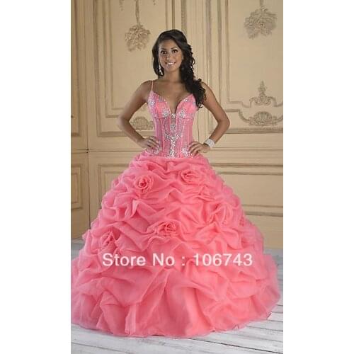 Free shipping 2018 halter top corset Custom flowers crystal Quinceanera Masquerade Prom Ball Gown mother of the bride dresses