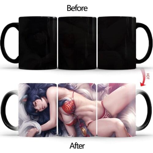 Free shipping Red underwear Heat sensitive Coffee mug cup Porcelain Magic Color changing Tea Cups christmas gift BSKT-075