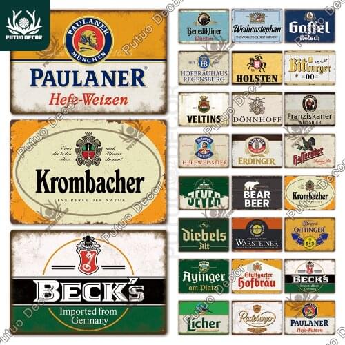 Putuo Decor German Beer Vintage Tin Sign Metal Sign Decorative Plaque Wall Decor Bar Pub Man Cave Living Room Home Decoration