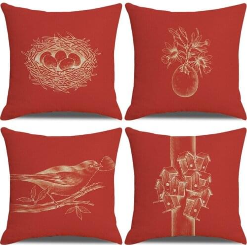 Ren Color Magpie Bird 45*45cm Cushion Cover Linen Throw Pillow Car Home Decoration Decorative Pillowcase Cushion Covers