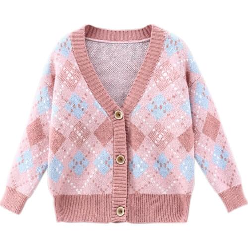 2020 Girl Baby lattice Sweater Cardigan Coat Girls Kids Jacket Children winter Coats Clothes