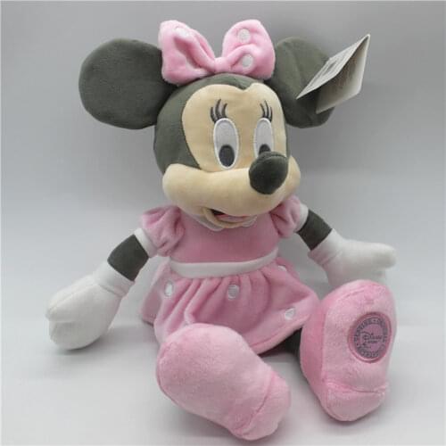 Disney Plush Toys 35cm Classic Retro Pink Minnie Mouse Animal Stuffed Soft Doll Girl Birthday Gift