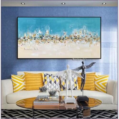 Wall Art Decor hand painted Oil Painting blue classical painting on Canvas Abstract Painting for Living Room Home Decor No Frame