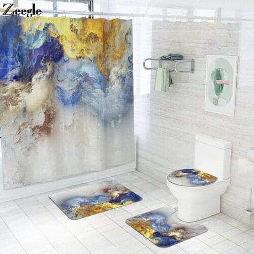 Marble Printed Bathroom Rug Set Floor Mat for Toilet Anti-slip Bathroom Carpet Toilet Foot Pad Bath Mat Toilet Seat Cover Mat