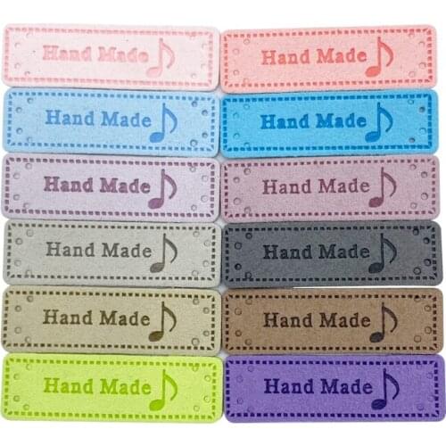 4 Options Music Logo Handmade Leather Labels for Clothing Brand Sewing Label for Music Gift Name Handmade Leather Label