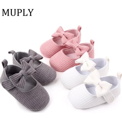 Lovely Newborn Baby Infant Girl Crib Shoes Soft Sole Prewalkers Anti-slip Sneakers Pram Shoes Gray Pink White