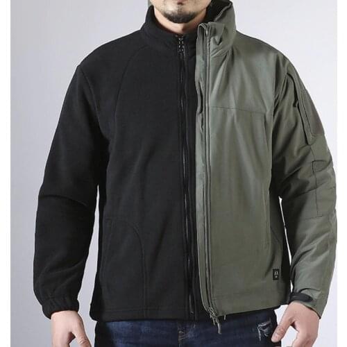 Windproof Warm Tactical Fleece Jacket Men Winter Outdoor Hiking Riding Training Thermal Thick Breathable Stand Collar Coat Liner