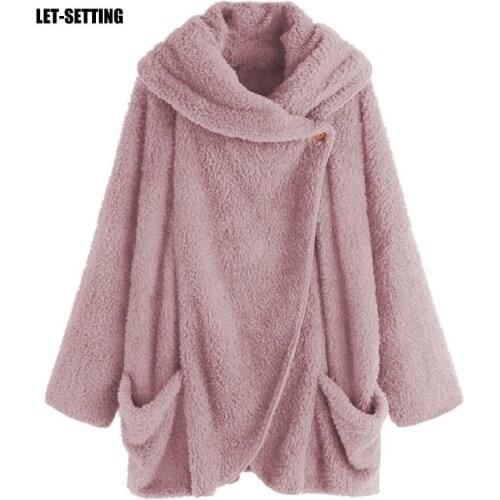 Spring Winter Autumn Womens Plush Lapel Bat Sleeve Jacket red,pink,black,blue,S-5XL