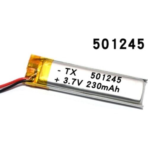 501245 3.7V 230mAh lipo polymer lithium rechargeable battery for MP3 GPS navigator DVD recorder headset e-book cameras