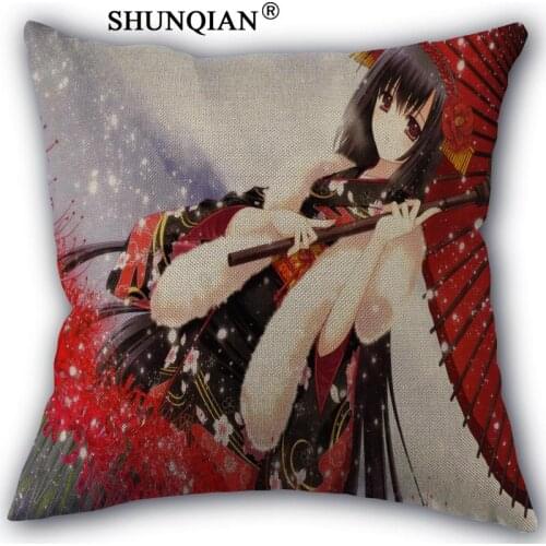Best nice Custom beautiful-girl-japanese pillowcase Custom Cotton Linen Throw Pillow Cover Pillowcase Customize 45x45cm one side