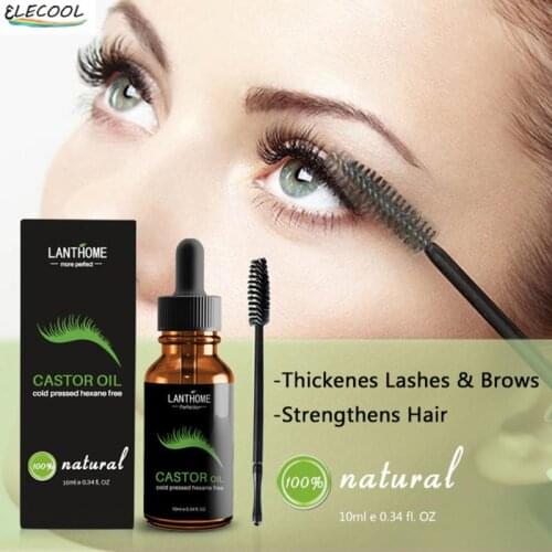 ELECOOL Pure Castor Oil Eyelashes Growth Serum Hair Treatment Eyebrow Fast Growth Liquid Essential Makeup Eyelash Enhancer Tools