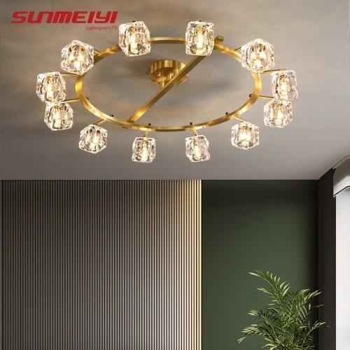 Copper Ceiling Lamps Led Living room Home Lighting Vintage Crystal Lamp For Kitchen Kids room Ceiling Lights plafon led techo