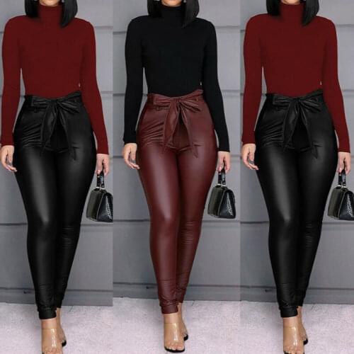 Meihuida Women's Leather Pants