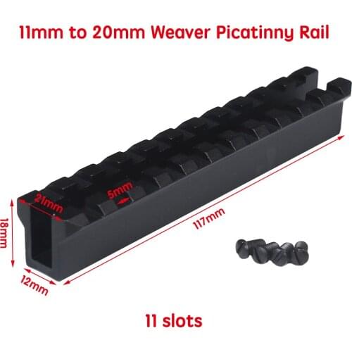 MIZUGIWA 11mm To 20mm Weaver Picatinny Rail Adapter Scope Riser Mount 0.7 Inch Dovetail 11 Slots Pistol Airgun Hunting