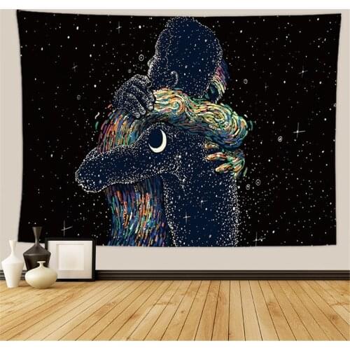 Starry Couple Hanging Tapestry Wall Room Decor Moon Galaxy Tapestry Psychedelic Carpet Universe Celestial Astrology Bedroom Dorm