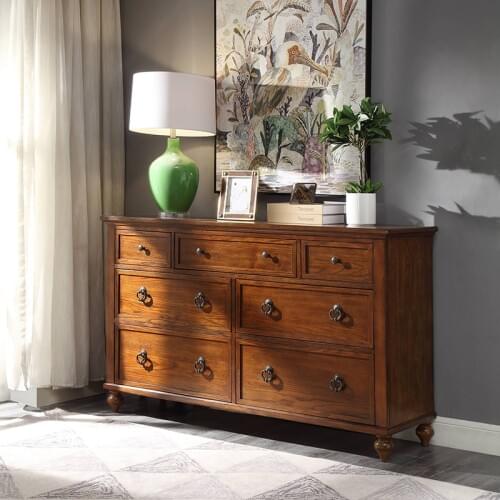 Cheap 7 drawer chest for bedroom original wood color store cabinet WA614