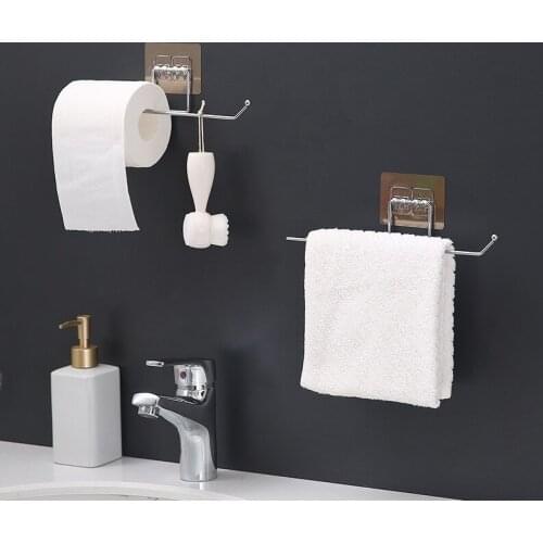 No Drilling Mount Kitchen Accessories Storage Holder Vacuum Sucker Paper Towel Rack Adhesive Bathroom Stainless Shelf Wall Hange