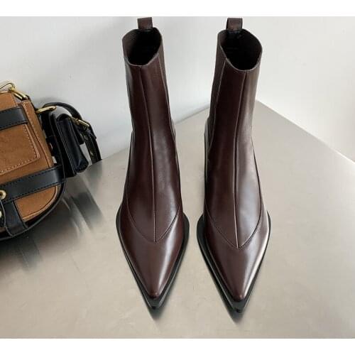 New winter Genuine leather ankle Women boots fashion boots pointed Female boots pointed warm cowhide Women shoes