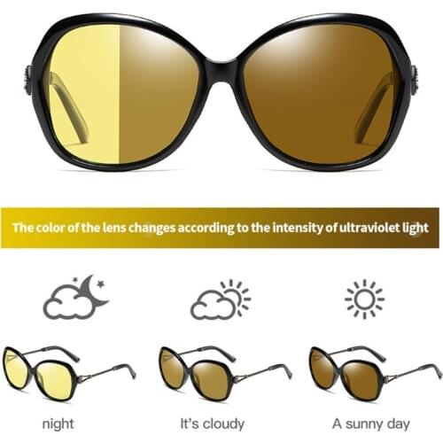 Rhinestone Vision Nocturna Women Night Vision Glasses Polarized Anti-Glare Lens Yellow Sunglasses Driving Night Vision Goggles