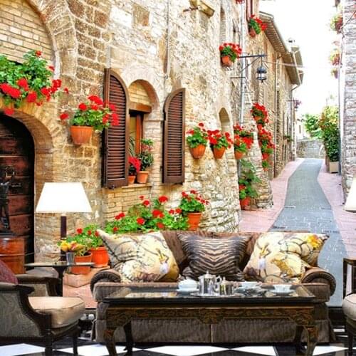 Wholesale HD vintage flower scenery 3d wall mural for living room sofa background 3d photo mural Papel de parede wall fresco