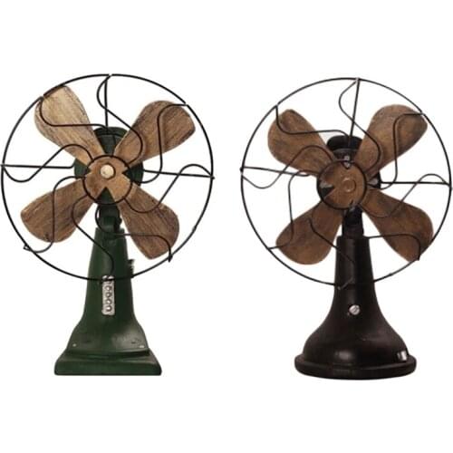 Retro Nostalgic Fan Home Vintage Fan Miniature Europe Style Figurines Home Decor