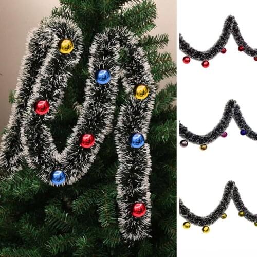 Behogar 2M Christmas Decorations Green Garland with Balls Hanging Ornaments for Christmas Tree Wall Window Xmas Party Supplies