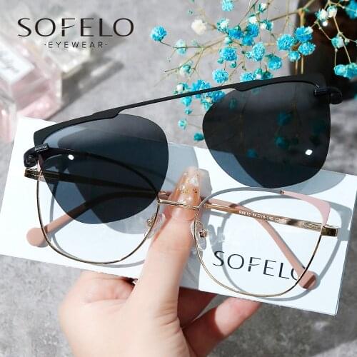 Polarized Magnet Clip On Sunglasses Women UV400 Big Cat Eye Sun Glasses For Women Fashion Brand Korea Optical Eyewear Female