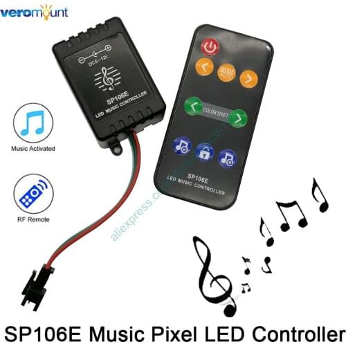 SP106E RGB LED Controller 9 Keys RF Wireless Remote SPI Music Controller DC5-12V for WS2811 WS2812B SK6812 Pixel LED Strip