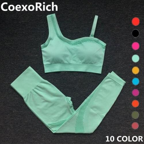 Sport Set Tracksuit Women Workout Fitness Gym Clothing Bra Seamless Yoga Suit Crop Tank Top Running Tights Leggings Sportswear