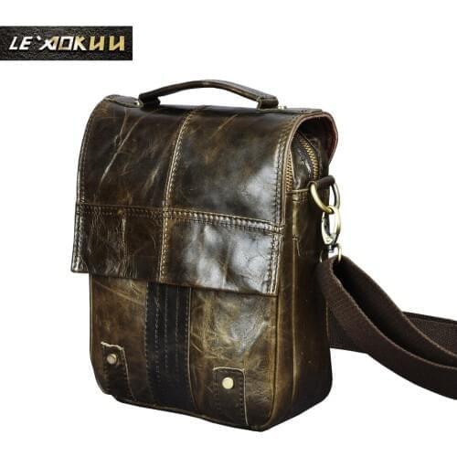 Original Leather Male Fashion Casual Tote Messenger Mochila bag Design Satchel Crossbody Shoulder bag Tablet Pouch For Men 152g