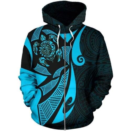 3D Printed Hoodie Maori Turtle Zip Flowers For Men/Women Sweatshirt Spring Casual Pullover Zipper Streetwear