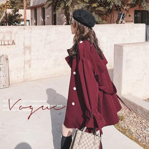 Trench Coat For Women Spring Short Loose Coats 2021 Casual Solid Windbreaker Woman’S Double Breasted Korean Slim Female Coat