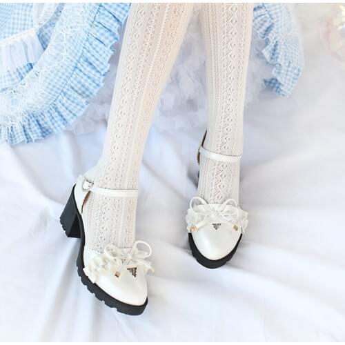 Lolita Shoes Pu Leather Mary Janes Shoes 2020 New Women Platform Shoes Buckle Girls Bow Ladies Shoes Black/white Kawaii Cosplay