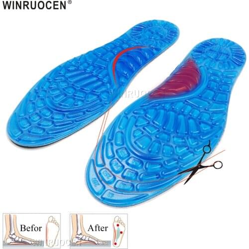 High quality Silicone gel insoles orthopedic for foot Anti -slip plantar fasciitis heel spur running sport Massaging insoles