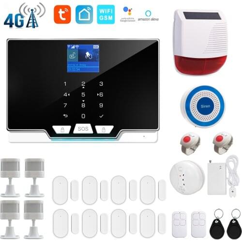 WiFi 4G LTE 3G WCDMA GSM Tuya Smartlife APP Intelligent Home Burglar Alarm System Solar Powered Siren Optional