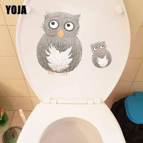YOJA 21.7X18.7CM The Design of the Lovely Owl Wall Sticker Kids Room Decor Toilet Decal T5-0503
