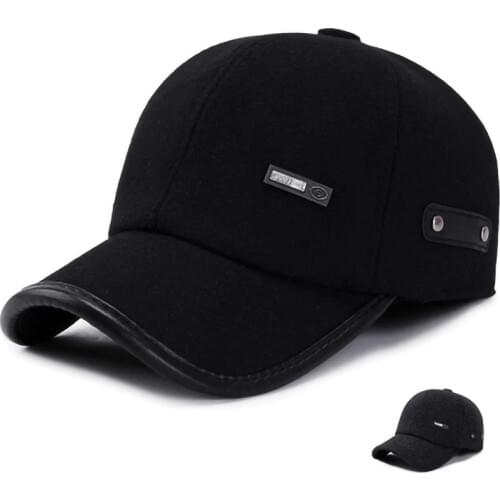 Winter Thicken Cap Mens Adjustable Autumn Baseball Cap Male Keep Warm Ear Protection Felt Hats Trucker Snapback Earflaps Cap