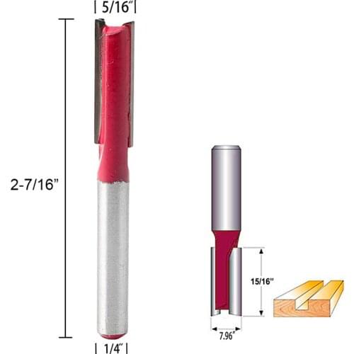 1/4 "Shank 5/16" Blade Woodworking Double Flutes Straight Router Bit Cutter H02