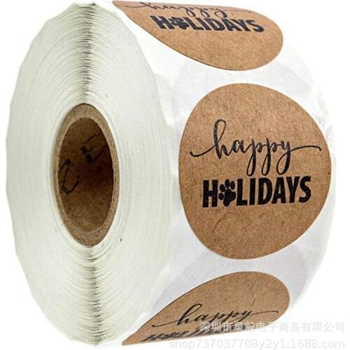 1Inch Natural Kraft Paper Thank You Stickers seal labes Print gift Packaging stationery sticker 50-500pcs Labels