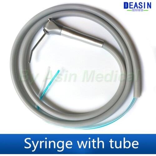 1 Set Dental Triple Water Spray Air 3 Way Syringe Handpiece with Tube + 2 Nozzles Tips for Dental Lab Use