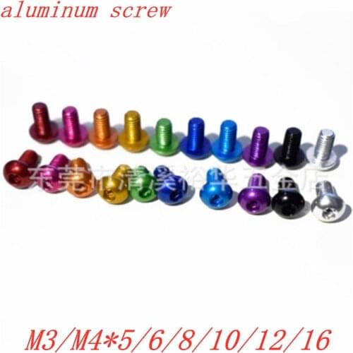 10pcs m3 m4*5/6/8/10/12/16 colourful Aluminum hex socket pan round head screw