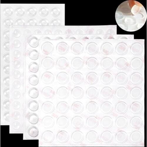 49-100Pcs Silicon Rubber Kitchen Cabinet Door Glass Furniture Pads Bumper Damper Self Adhesive Rubber Cabinet Door Pad Bumper